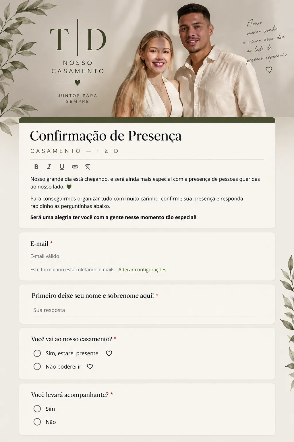 Google Forms de confirmação